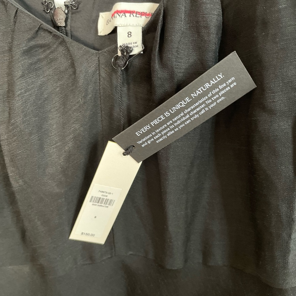 Banana Republic Black Linen Blend Midi Dress Size 8 New with Tags - Picture 6 of 12